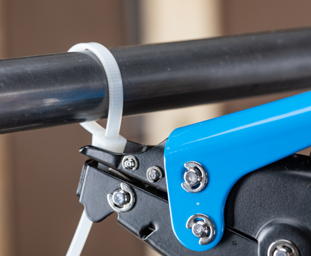 Cable tie guns come in a variety of sizes and styles, and can be used with different types of cable ties. Our Heavy Duty Cable Tie Gun works ideally up to 175 lb. cable ties. Whereas our standard Cable Tie Gun works best up to 50 lb. tensile strength tiaes.