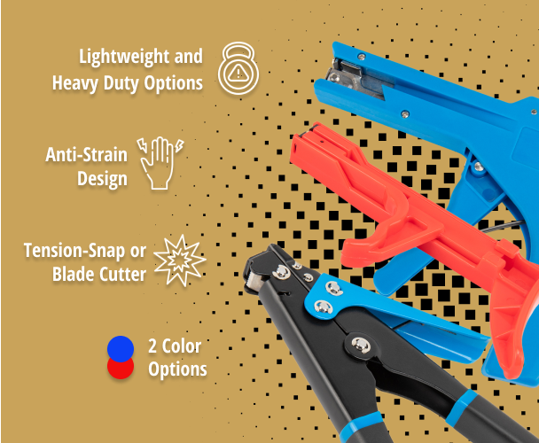 A cable tie gun, also known as a cable tie tensioning tool, is a tool used to tighten and secure cable ties. Cable ties are used to organize and secure cables and wires, and the cable tie gun is used to apply the necessary tension to the cable tie to hold it securely in place.
