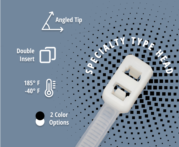 A double headed cable tie is a type of cable management tool that is used to securely fasten two or more cables or wires together. Unlike regular cable ties that have a single head, a double headed cable tie has two heads, which allows it to be used in a variety of different configurations.