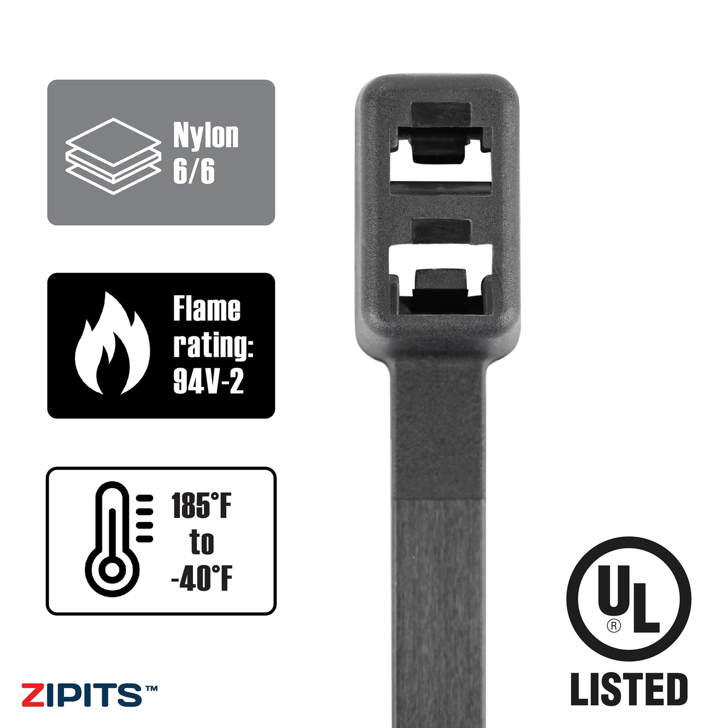 8 in. Double Headed Cable Ties 50 lbs. Strength 100PC