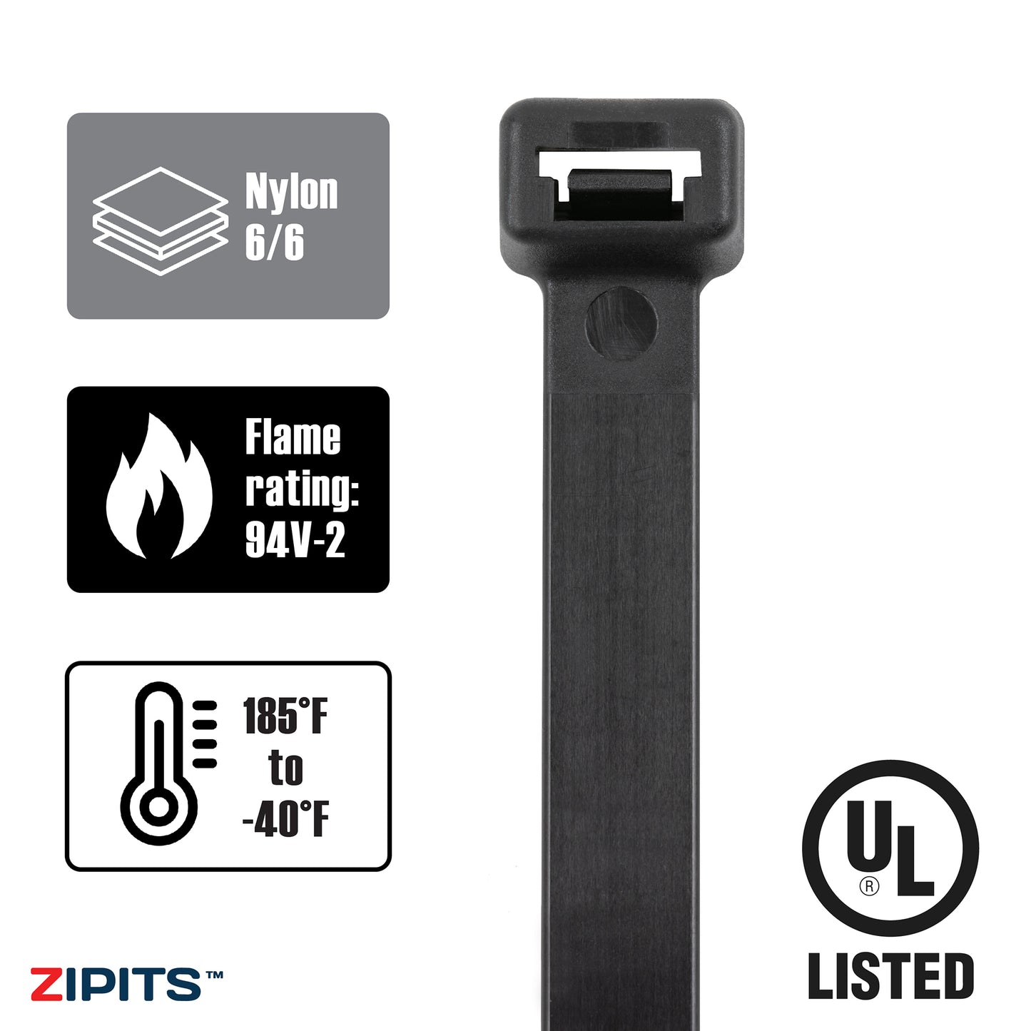 Serre-câbles extra-robustes de 17 po, résistance de 175 lb, 100 pièces