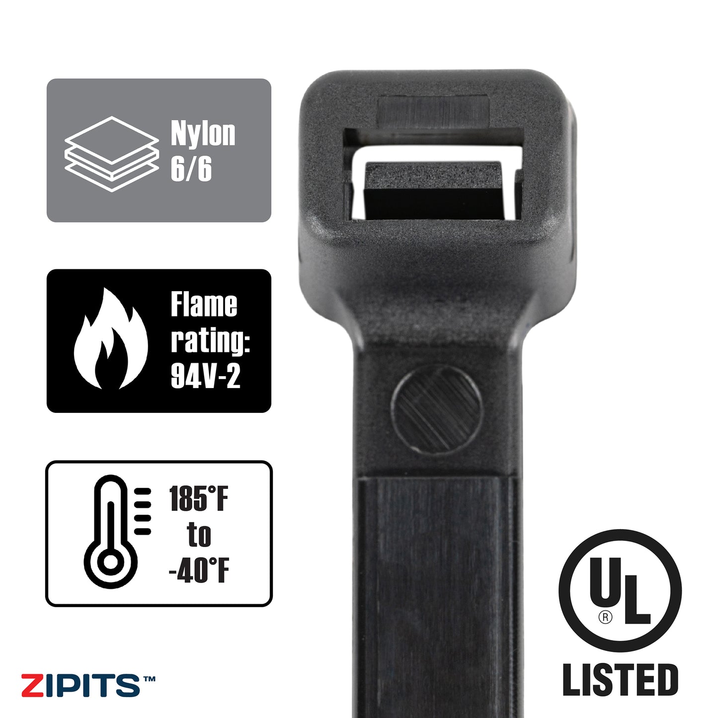 8 in. Heavy-Duty Cable Ties 120 lbs. Strength 100PC