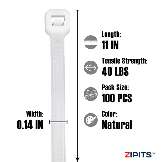 11 in. Intermediate Cable Ties 40 lbs. 100PC