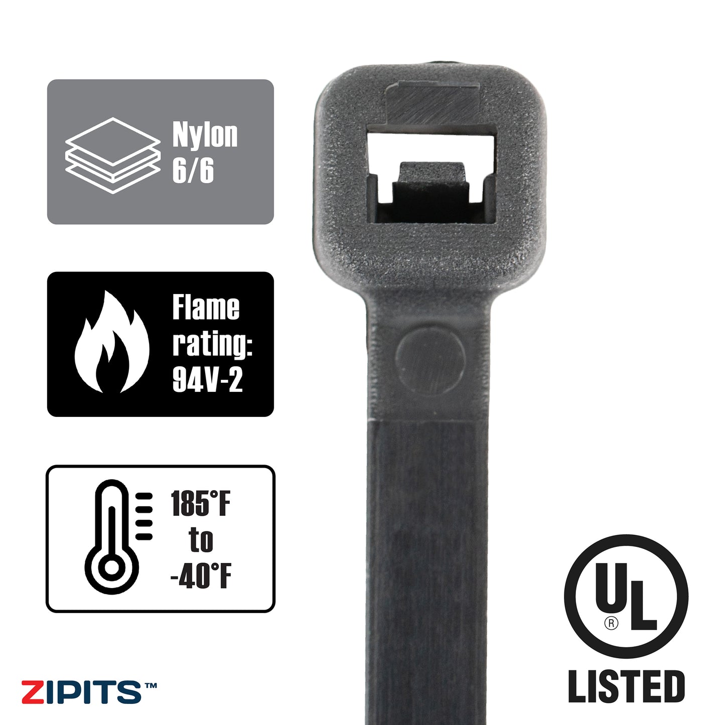 Serre-câbles intermédiaires de 6 po, résistance de 40 lb, 100 pièces