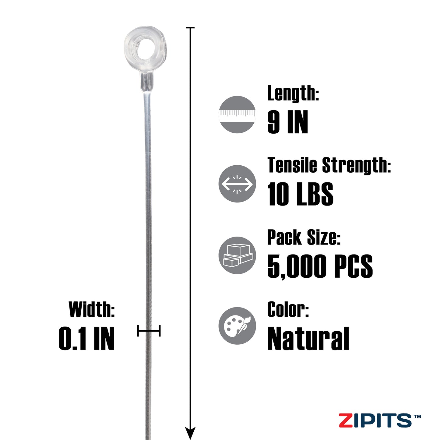 9 in. Loop Lock Tie 10 lbs. Strength 5,000PC Natural