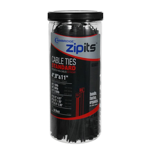Assortiment de serre-câbles mini et standard (4 po, 8 po, 11 po) 650 pièces