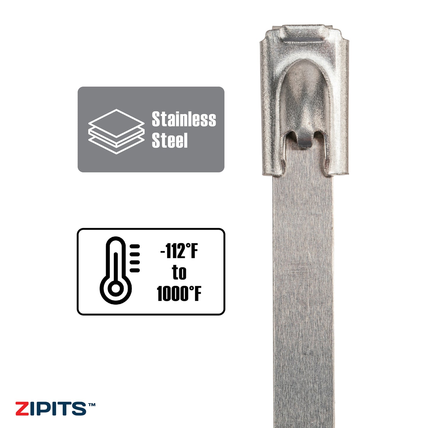 8 in. Stainless Steel Cable Ties 100 lbs. Strength 100PC