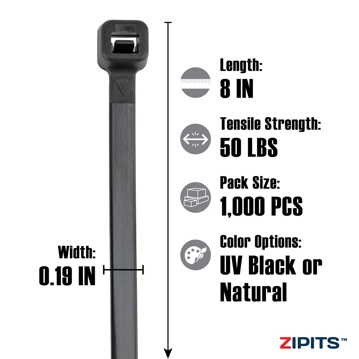 8 in. Standard Cable Ties 50 lbs. Strength 1,000PC