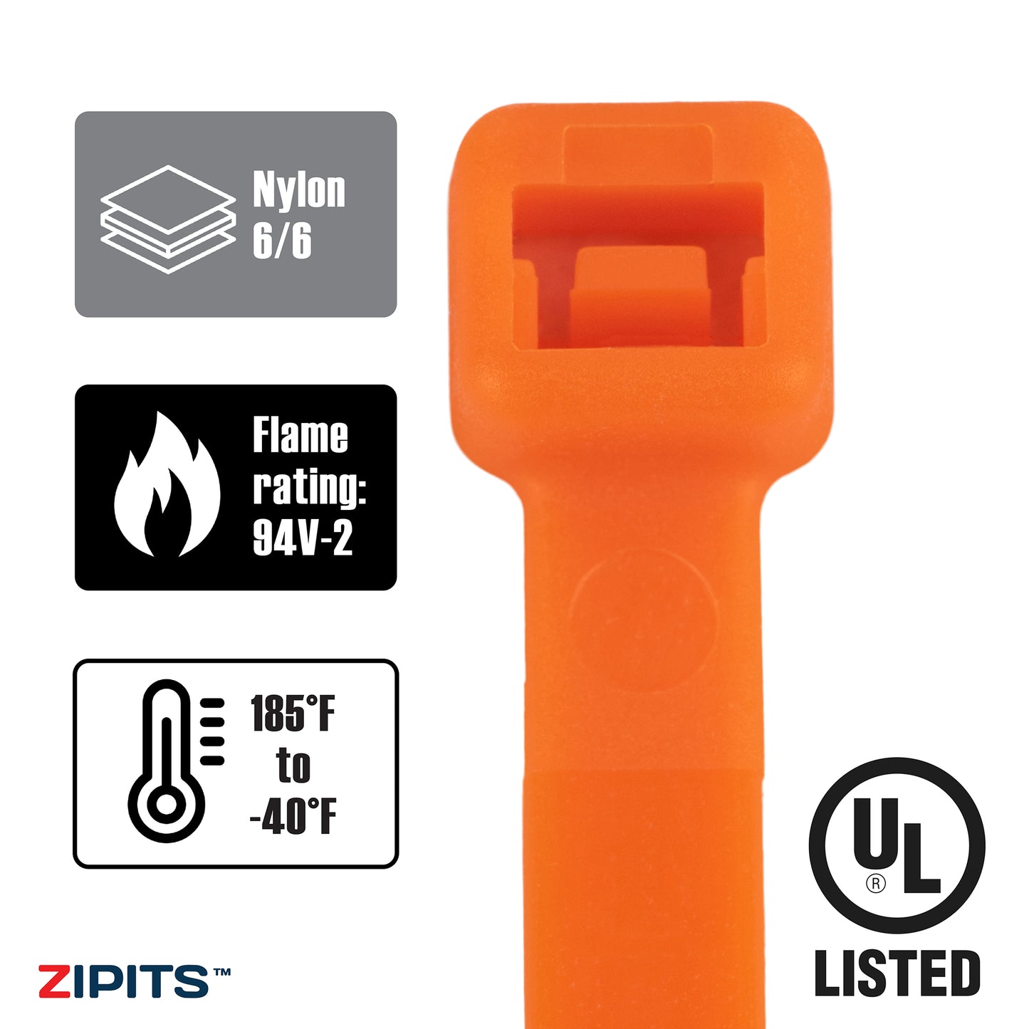 6 in. Vivid Cable Ties 40 lbs. Strength 1,000PC
