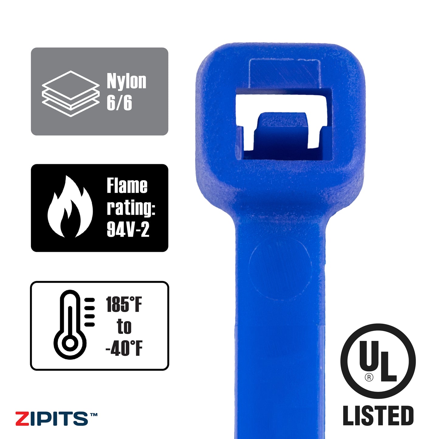 8 in. Vivid Cable Ties 40 lbs. Strength 100PC