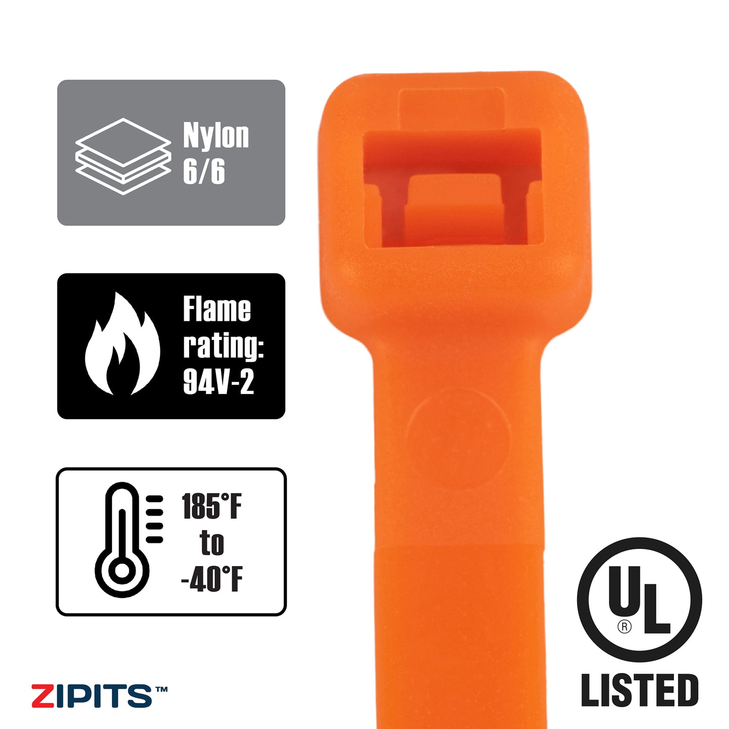 8 in. Vivid Cable Ties 50 lbs. Strength 1,000PC
