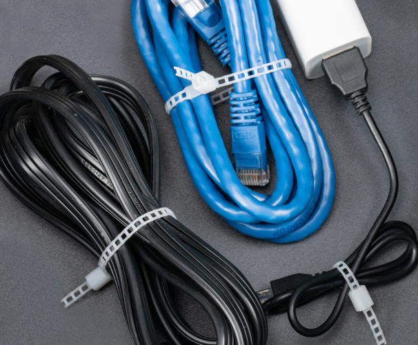 These lightweight ties have a tensile strength of 40 lbs, much like any normal cable tie in the market. With this much tensile strength, ladder ties can be used in a multitude of applications. Use them in the office to route and bundle computer cables, at home to clean up wires in the living room and your entertainment center, at electrical job sites, or in your garage to get organized. All this can be done while staying environmentally conscious with ladder ties.