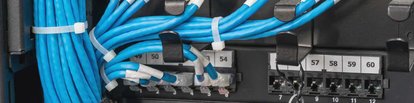 Zip-its cable ties tying UTP wires.