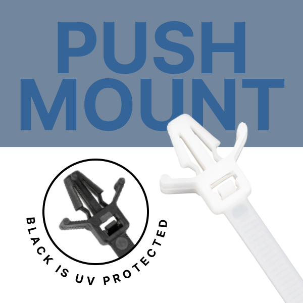 Push Mount These cable ties offer better hold due to the push-mount anchor feature and aresuitable for use in many applications whether at home, in your workshop, at the job site, or in the office.