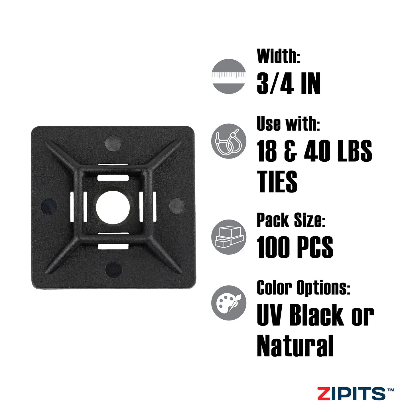 3/4 in. Cable Tie Mounts #5 Screw Size 100pc