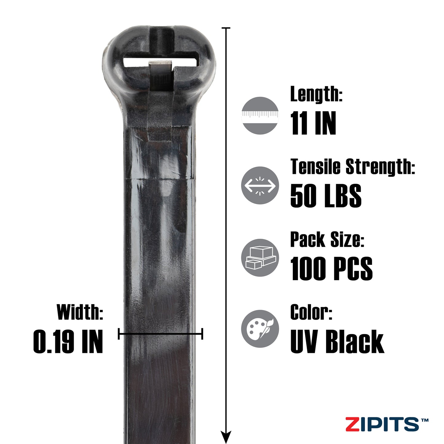 11 in. Headstrong Cable Tie 50 lbs. Strength 100pc