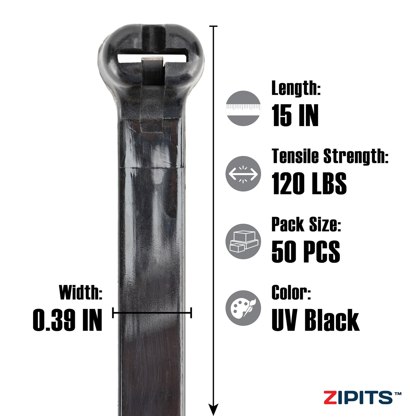 15 in. Headstrong Cable Tie 120 lbs. Strength 50pc