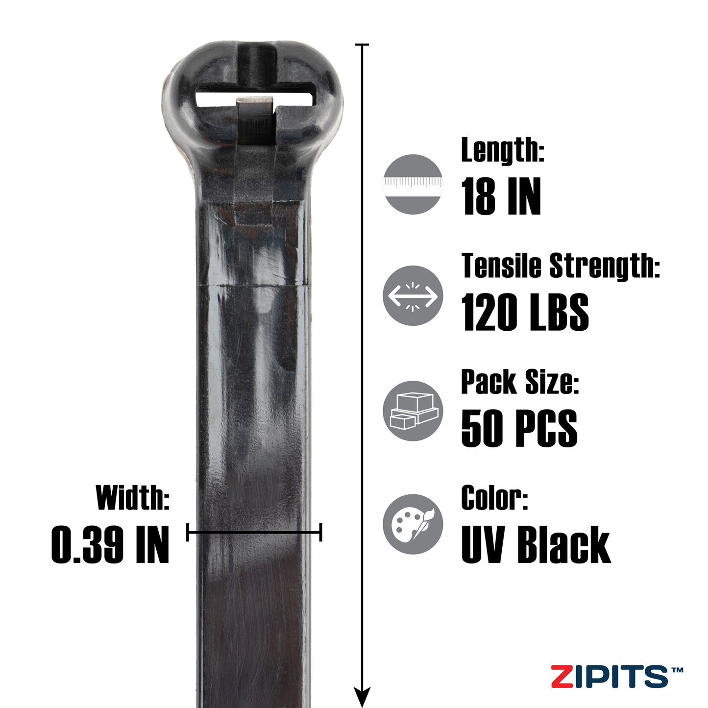 18 in. Headstrong Cable Tie 120 lbs. Strength 50pc