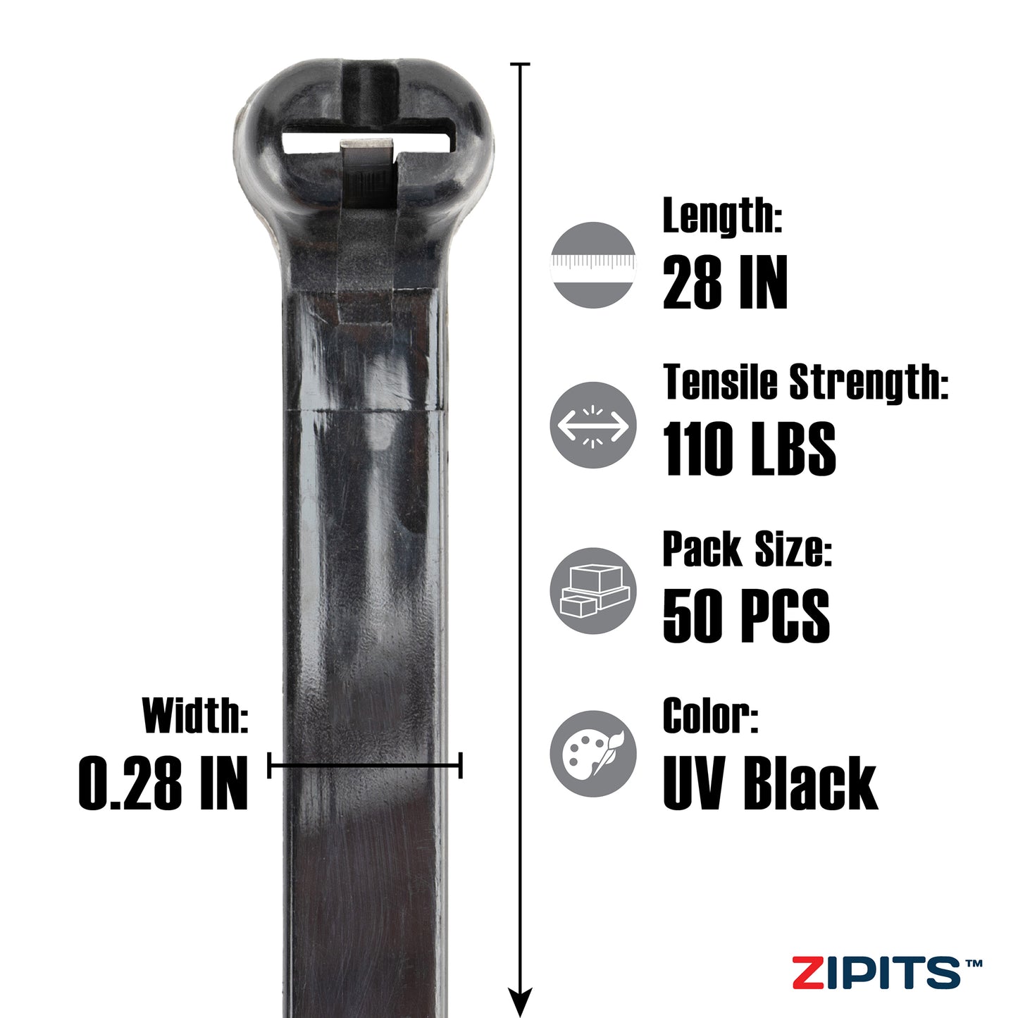 28 in. Headstrong Cable Tie 110 lbs. Strength 50pc