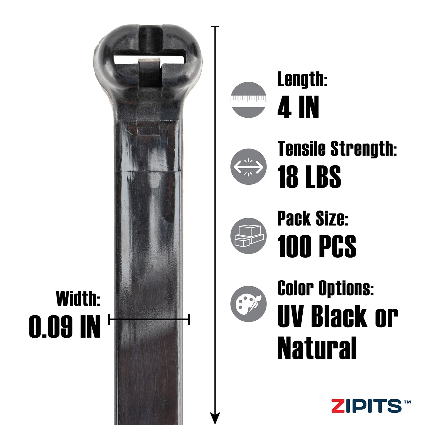 4 in. Headstrong Cable Tie 18 lbs. Strength 100pc