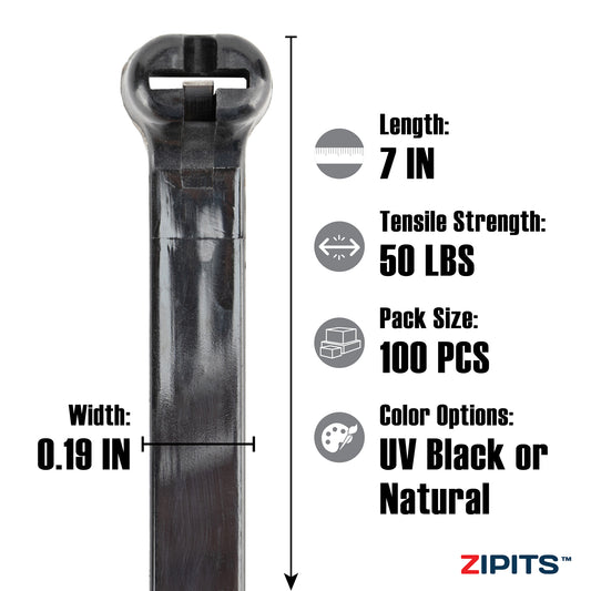 7 in. Headstrong Cable Tie 50 lbs. Strength 100pc