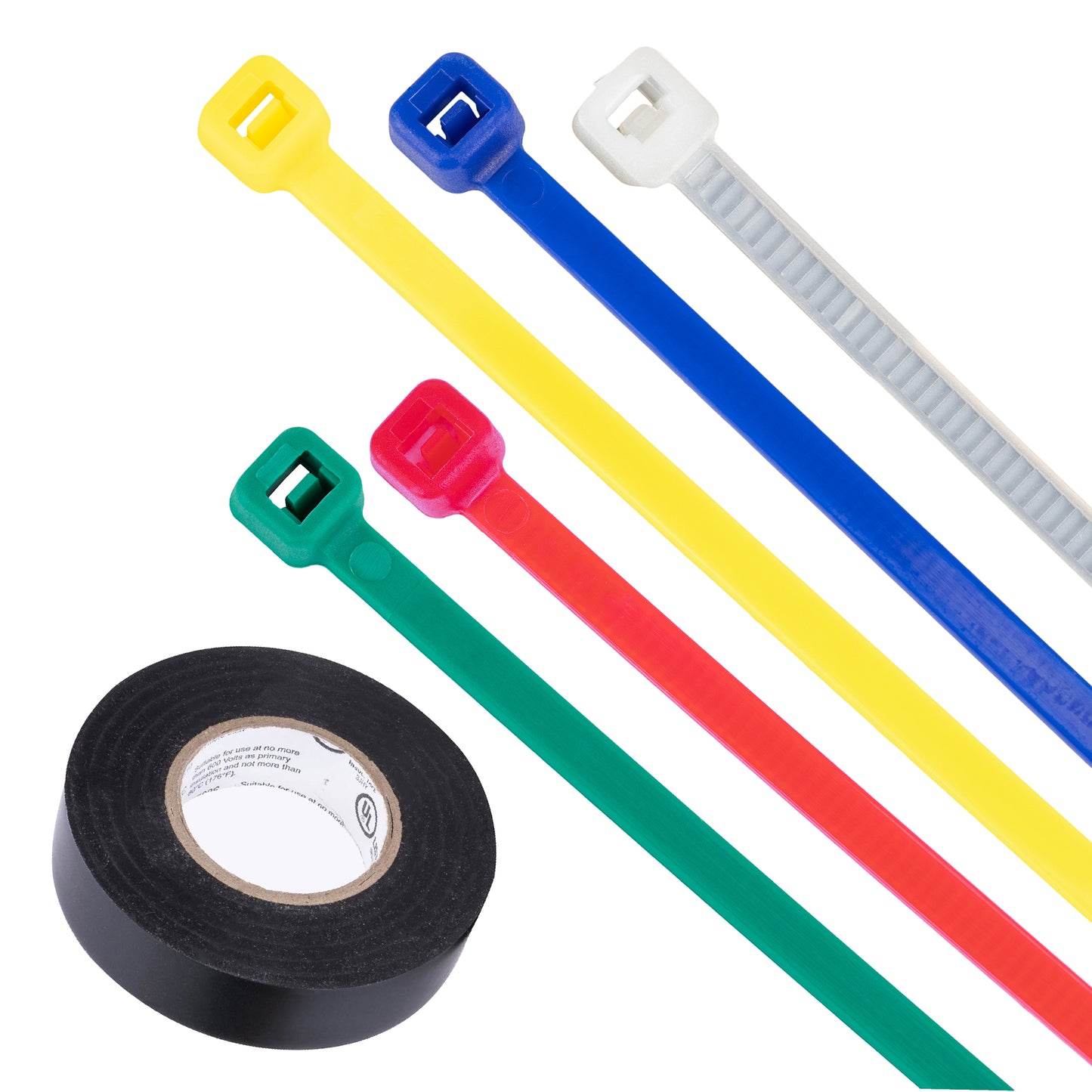 Mini & Intermediate Cable Tie Assortment Tube With Black Electrical Tape (4 in. , 8 in. ) 300pc - Assorted Colors