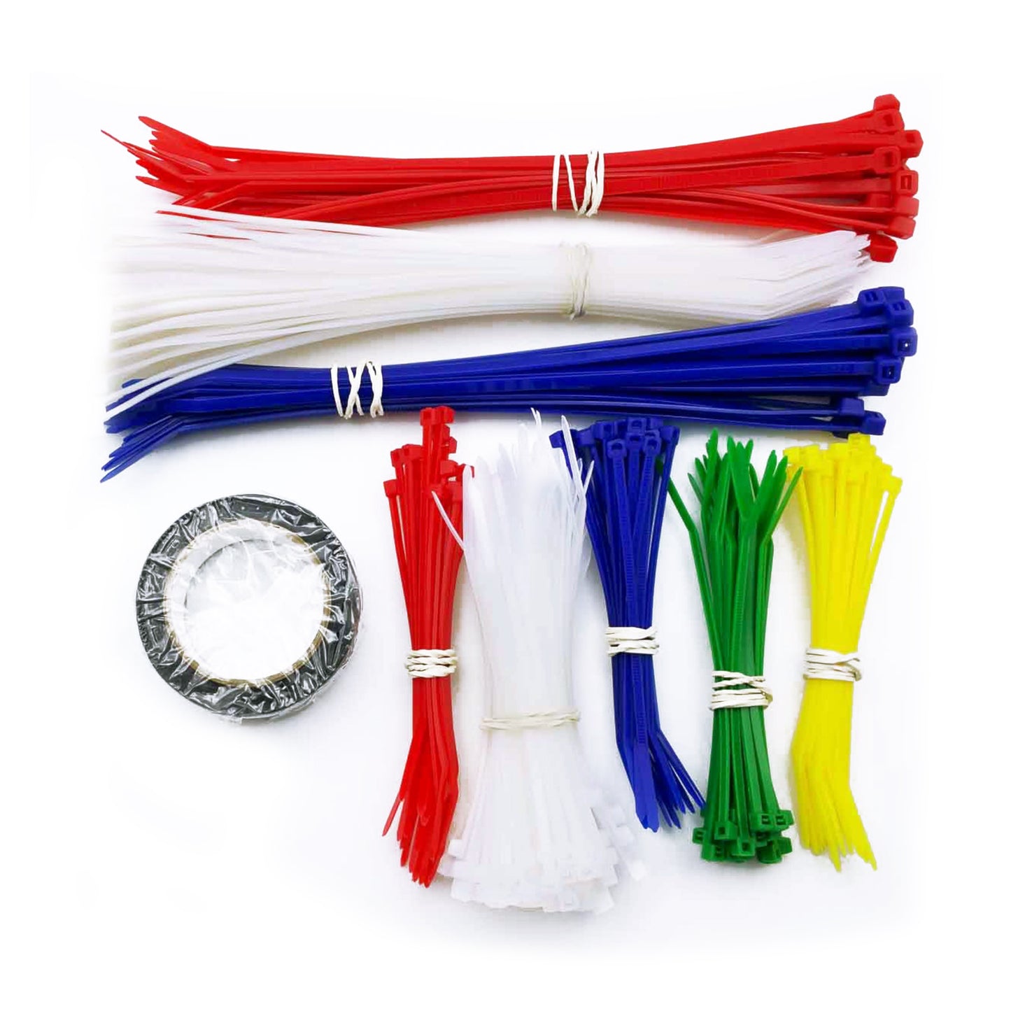 Mini & Intermediate Cable Tie Assortment Tube With Black Electrical Tape (4 in. , 8 in. ) 300pc - Assorted Colors