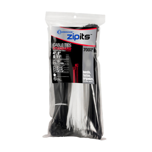 Mini & Intermediate Cable Tie Assortment (4 in. , 8 in. , 11. ) 700pc - Assorted Colors