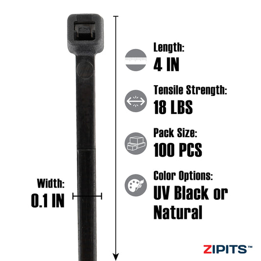 4 in. Mini Cable Ties 18 lbs. Strength 100PC