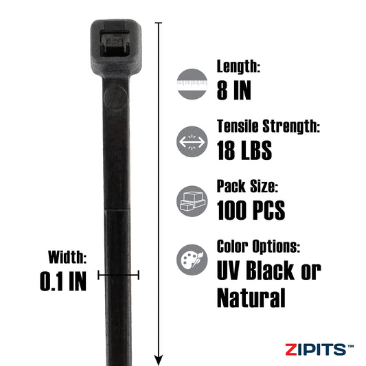8 in. Mini Cable Ties 18 lbs. Strength 100PC