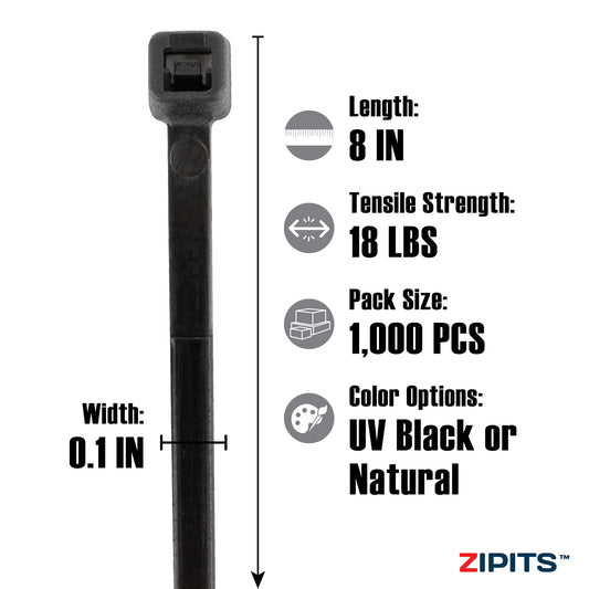 8 in. Mini Cable Ties 18 lbs. Strength 1,000PC