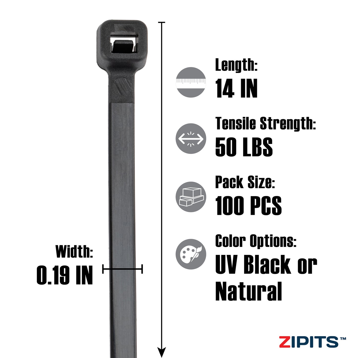 14 in. Standard Cable Ties 50 lbs. Strength 100PC