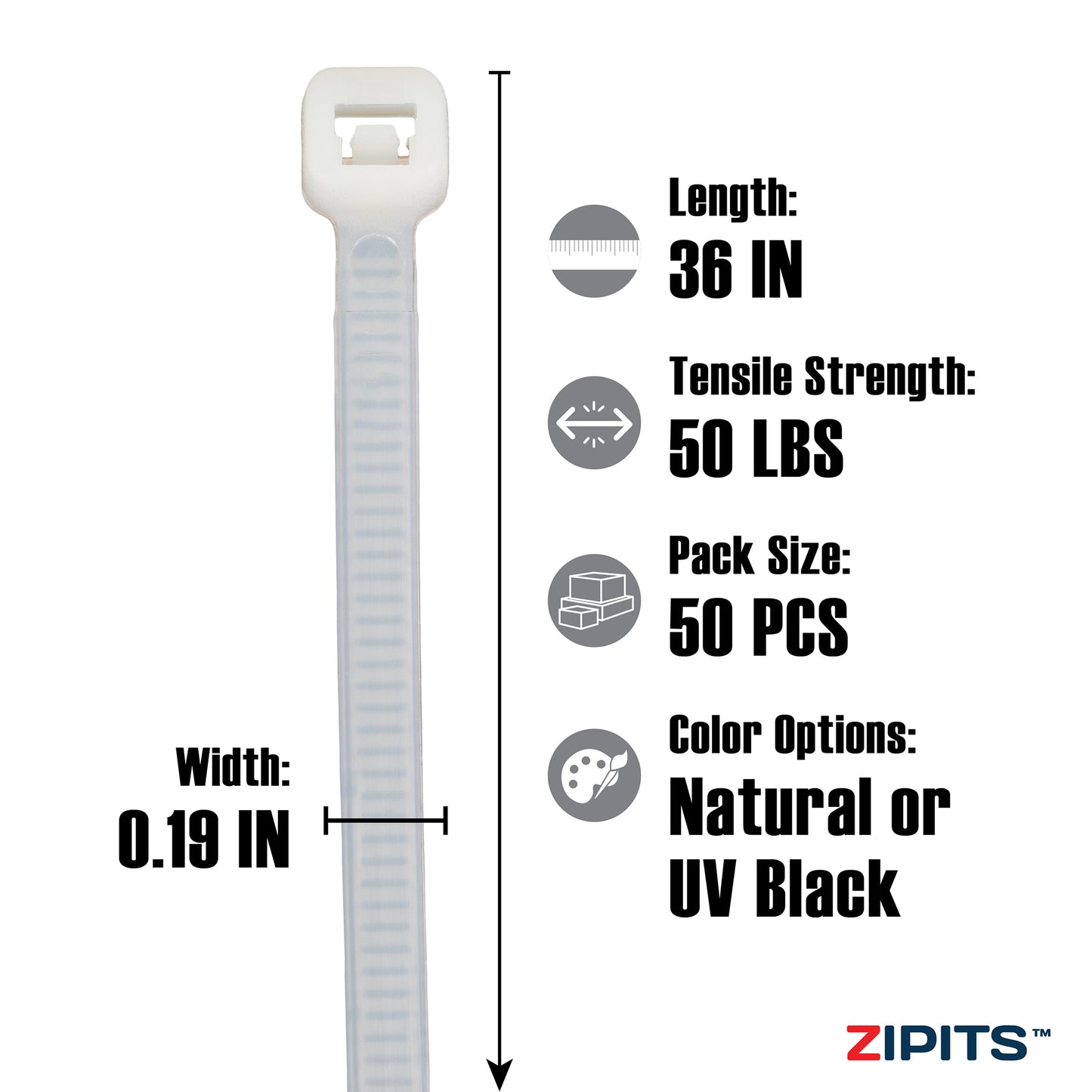 36 in. Standard Cable Ties 50 lbs. Strength 50PC