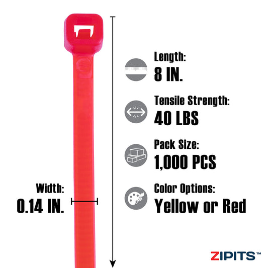 8 in. Vivid Cable Ties 40 lbs. Strength 1,000PC